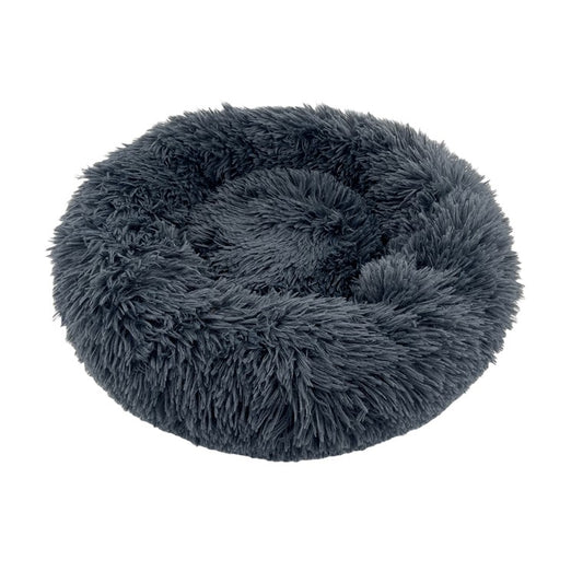Calming Plush Round Bed, Dark Grey, Small