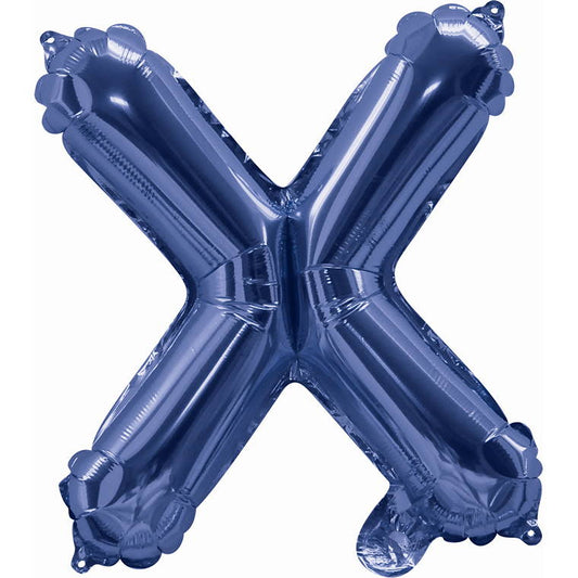 Blue Foil Balloon, 35cm, Letter X