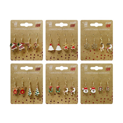 Christmas Dangly Earrings, 2pk, Assorted
