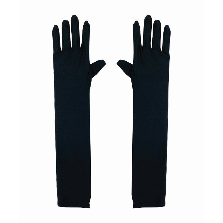 Party Long Satin Gloves, Black
