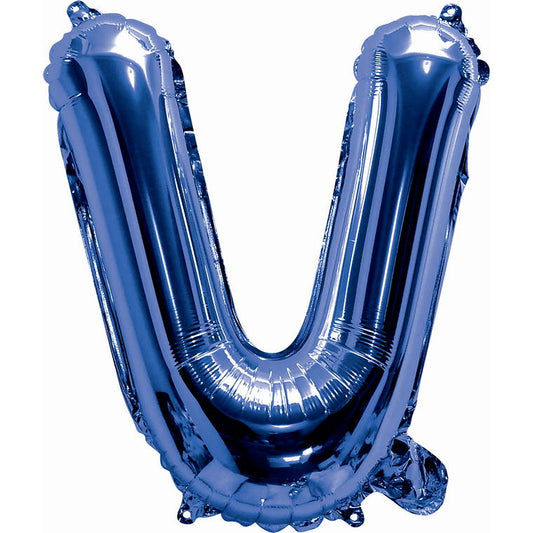 Blue Foil Balloon, 35cm, Letter V