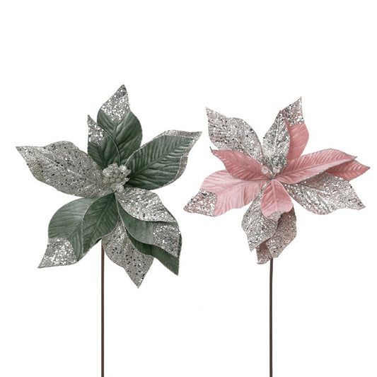 Velour Poinsettia, Assorted, 30cm