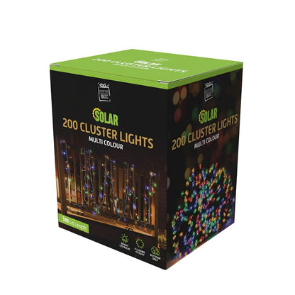 Solar Cluster Lights, 200 LED, Multi