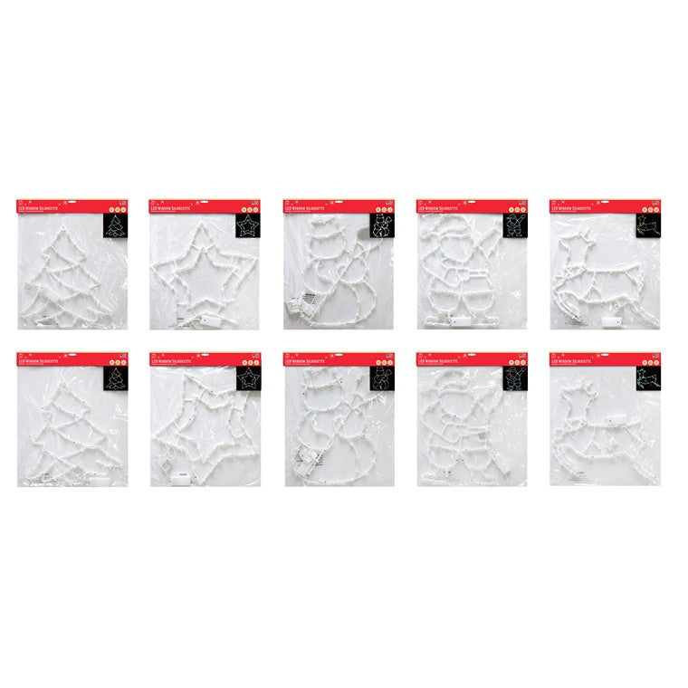 Christmas Light Window Silhouette, 5 Assorted Designs