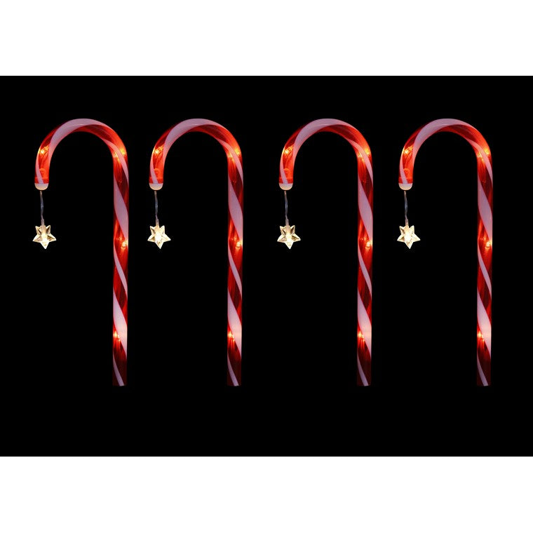 Solar Candy Cane w/ Stars, 4pc