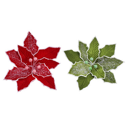 Christmas Iced Poinsettia Clip, Assorted