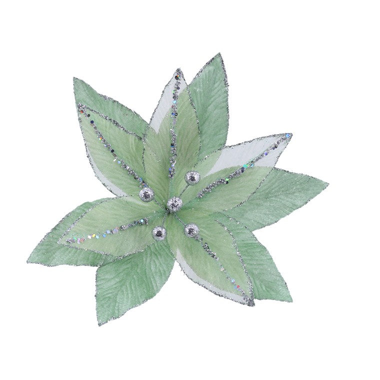 Velvet Sheer Poinsettia Clip, Assorted