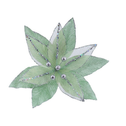 Velvet Sheer Poinsettia Clip, Assorted