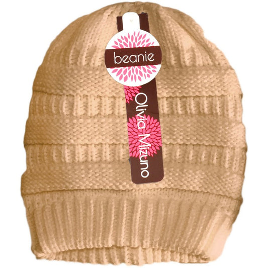 Ladies Knitted Pony Tail Beanie, 4 Asstd Colours