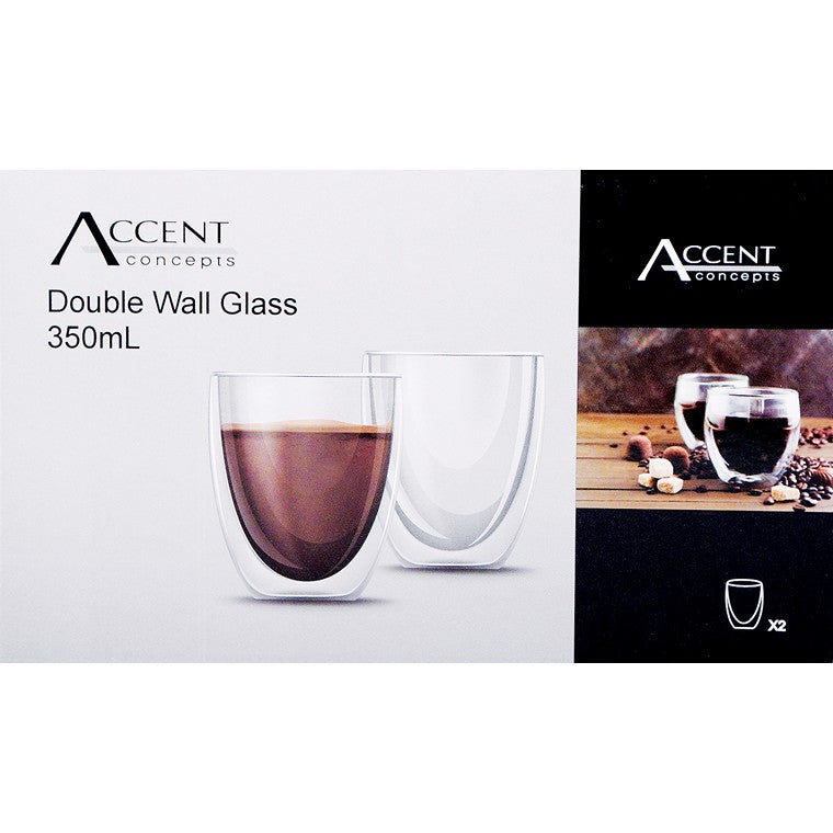 Double Wall Coffee Mug 350ml, 2 pk