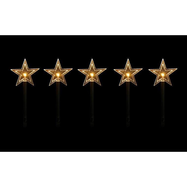 Solar LED Star Path Lights, 5pk, Assorted