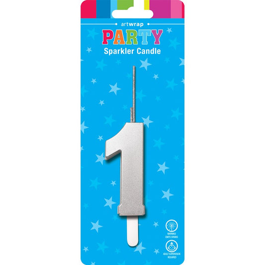 Sparkler Candle, Silver, 1