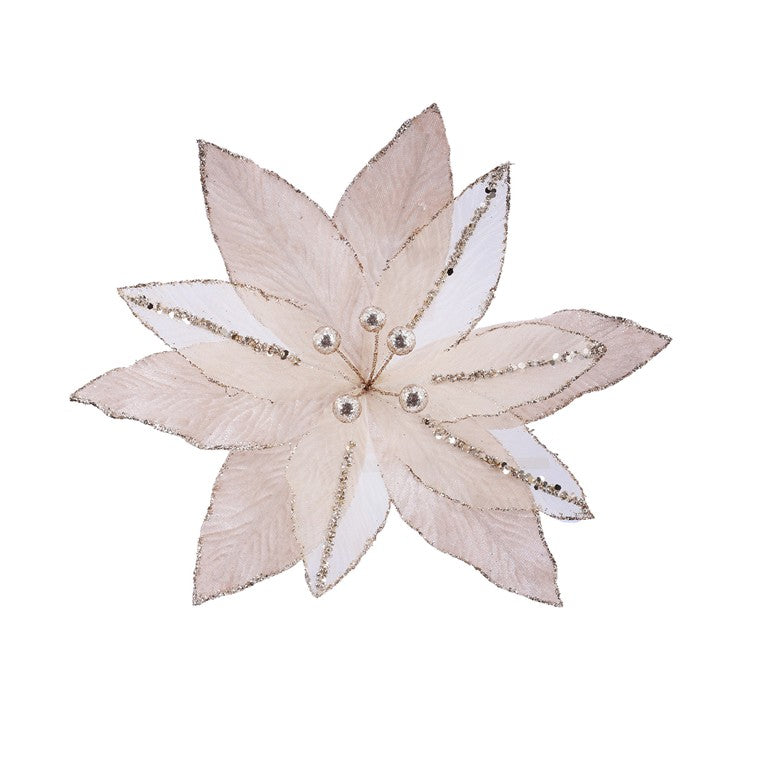 Velvet Sheer Poinsettia Clip, Assorted