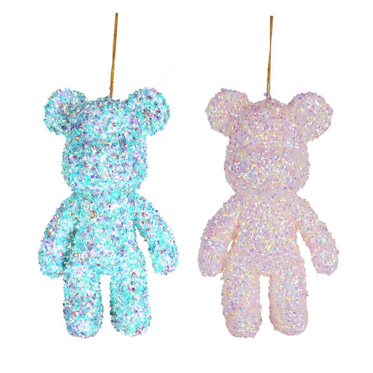 Sparkly Teddy Bear Tree Ornament, Assorted, 17cm