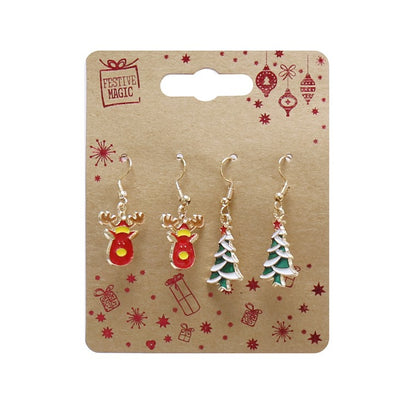 Christmas Dangly Earrings, 2pk, Assorted