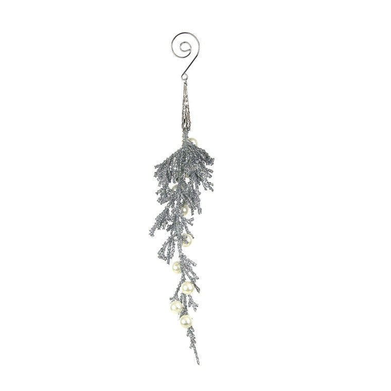 Glitter & Pearl Foliage Tree Ornament, 20.5cm