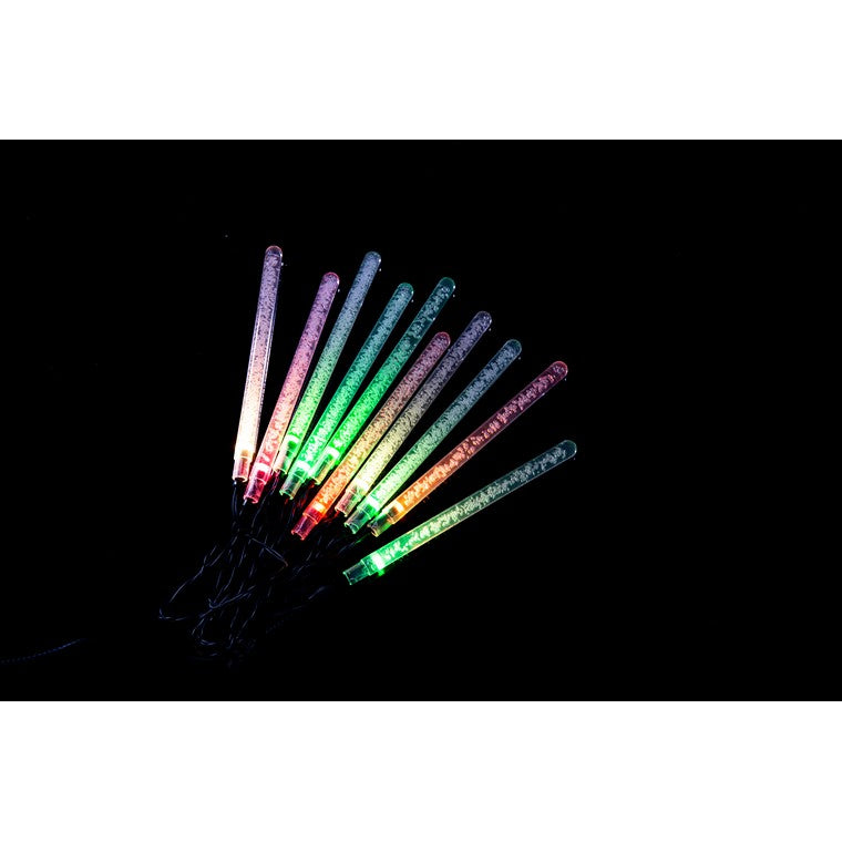 Solar Icicle Bubble Tube Lights, 10pk, Colour Change