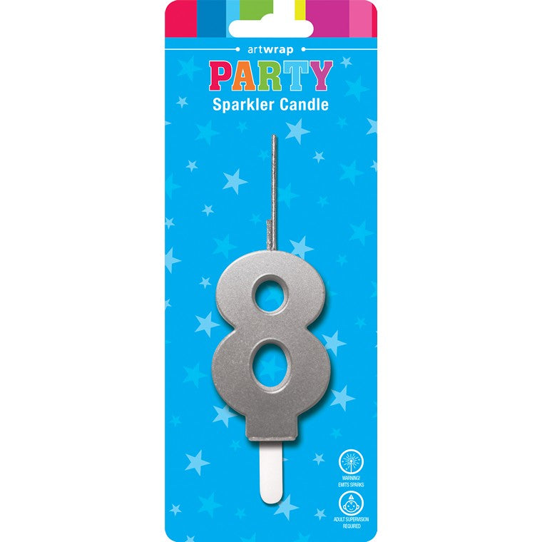 Sparkler Candle, Silver, 8