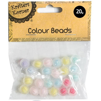 Coloured Beads, Ribbed, 2 Asstd Designs