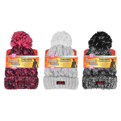 Ladies Heat Control Melange Beanie, 3 Asstd Colours