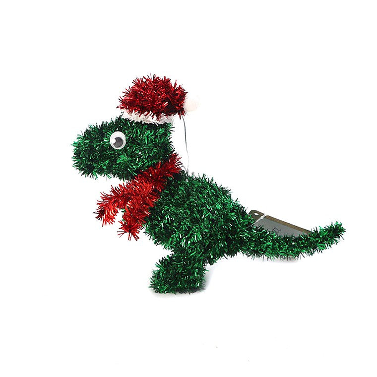 Christmas Tinsel Decoration, Dinosaur, 17cm