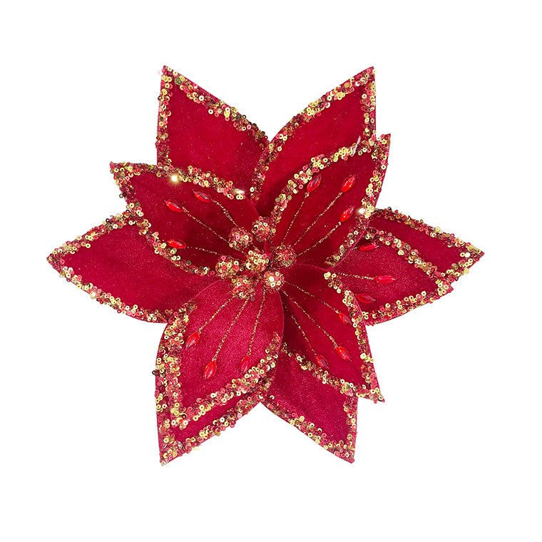 Deluxe Jewel Poinsettia Clip, Assorted
