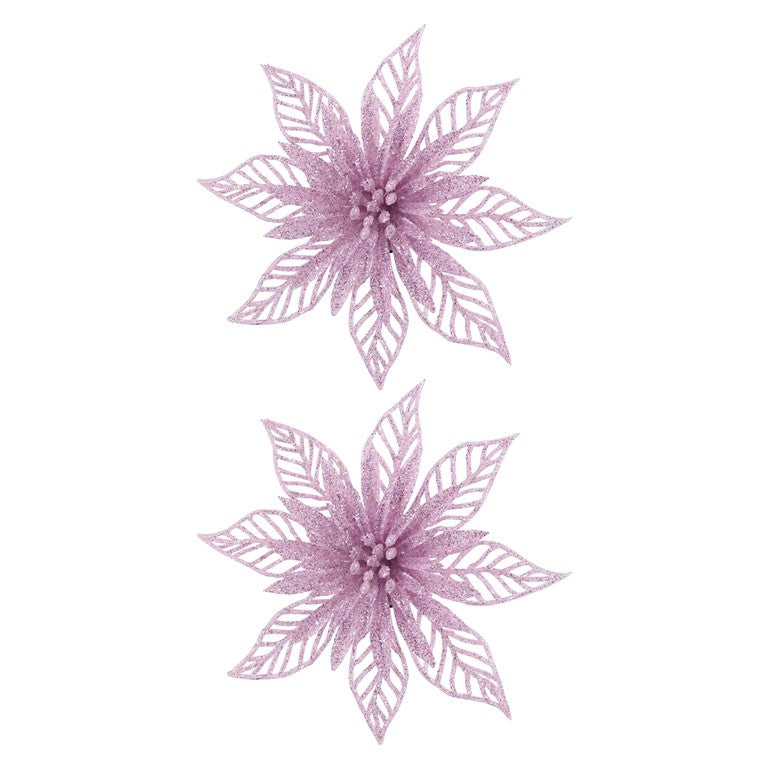 Pastel Glitter Poinsettia Clip, 2pk, Assorted