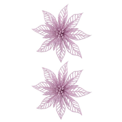 Pastel Glitter Poinsettia Clip, 2pk, Assorted