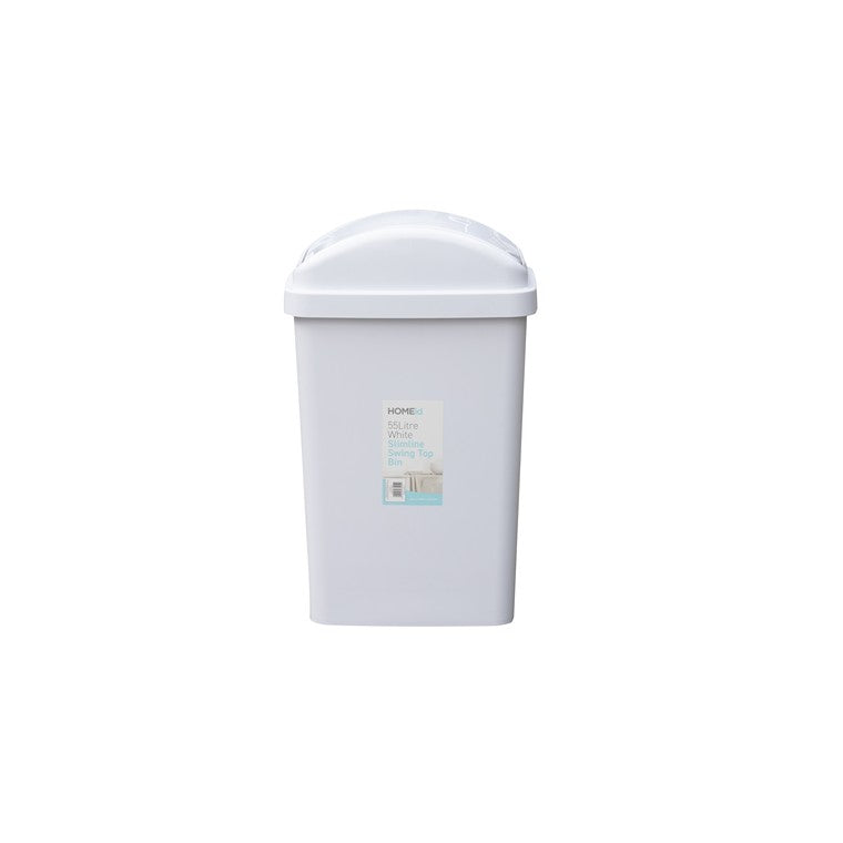 Slimline Swing Bin, White, 55L