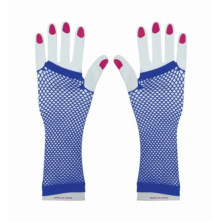 Party Fishnet Gloves, Blue