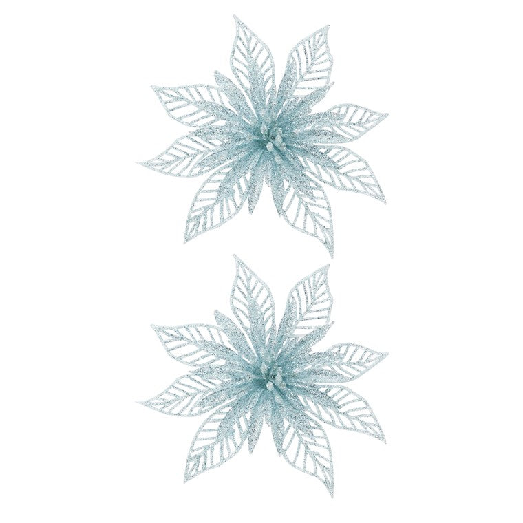 Pastel Glitter Poinsettia Clip, 2pk, Assorted