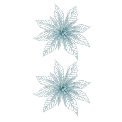 Pastel Glitter Poinsettia Clip, 2pk, Assorted