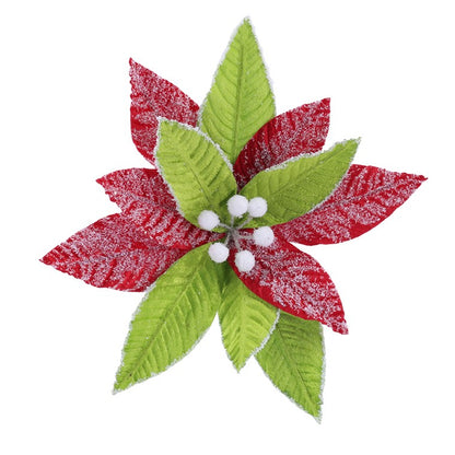 Mean Green Snowy Poinsettia Clip, Assorted