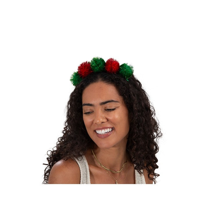 Pom Pom Tinsel Headband, Assorted
