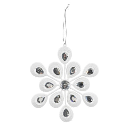 Hanging Jewelled Snowflake, 14cm, Assorted