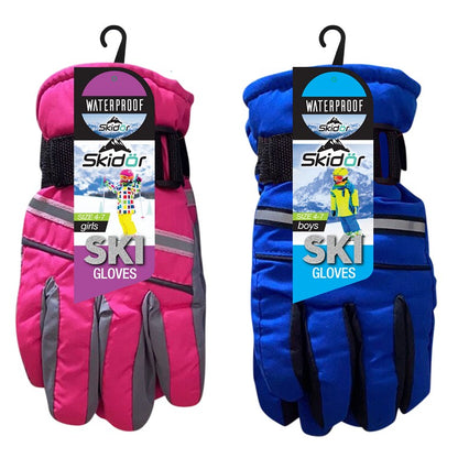 Kids Ski Gloves, Water Resistant, 2 Asstd Colours