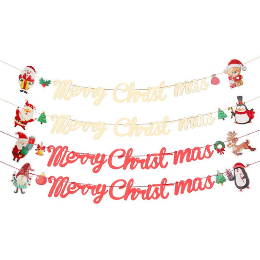 Foil Glitter Christmas Bunting, Assorted, 230cm