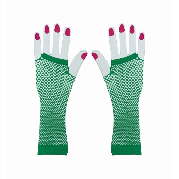 Party Fishnet Gloves, Green