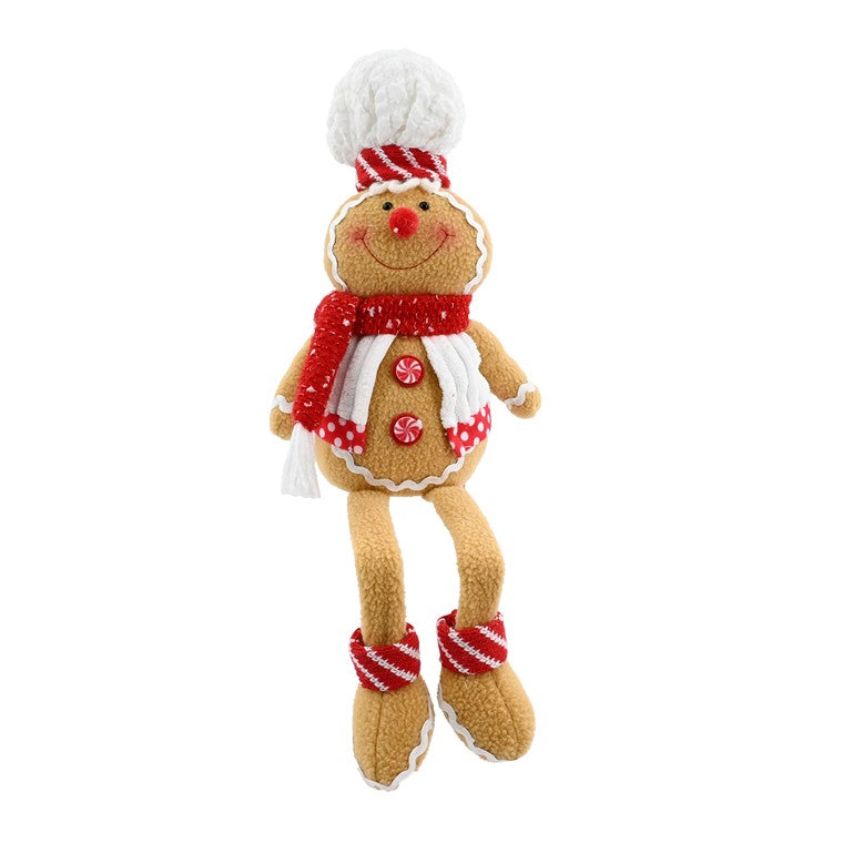 Sitting Gingerbread Dangly Legs, 51cm, Assorted