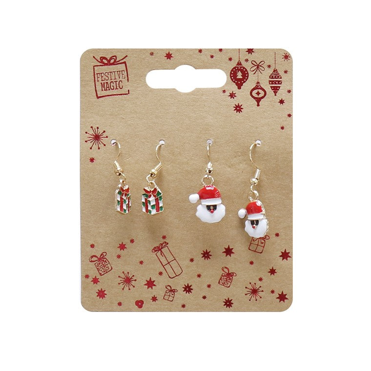 Christmas Dangly Earrings, 2pk, Assorted