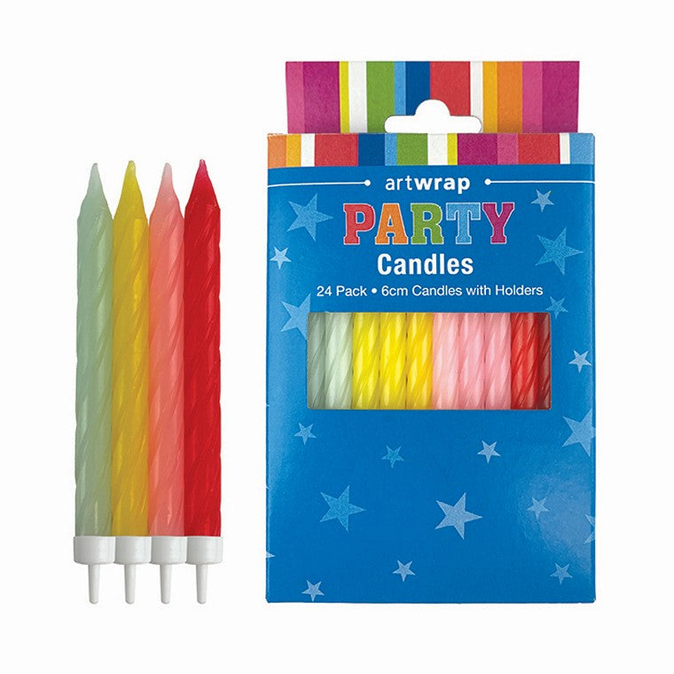 Pastel Rainbow  Candles, 24pk