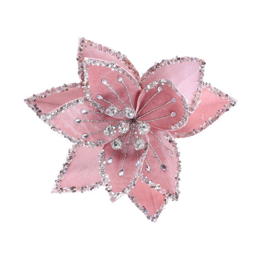 Deluxe Jewel Poinsettia Clip, Assorted