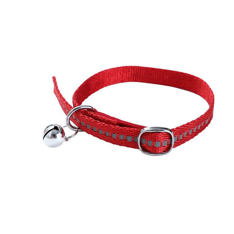 Cat Collar Reflective Stitch Breakaway w/ Bell, 2 Asstd Colours