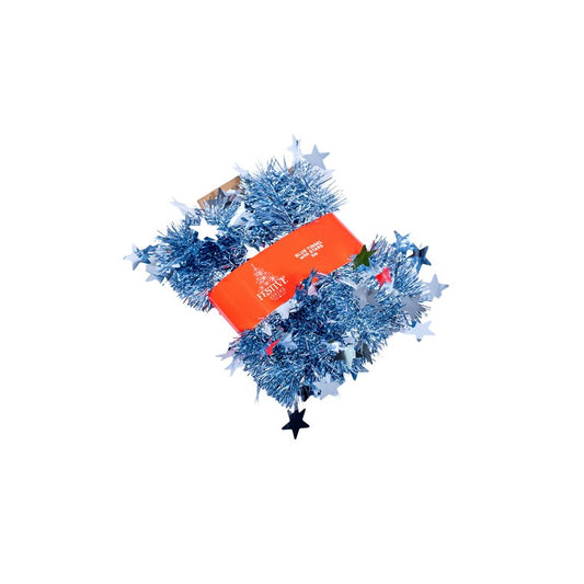 Christmas Tinsel, 3m 6 Ply, w/ Stars, Blue