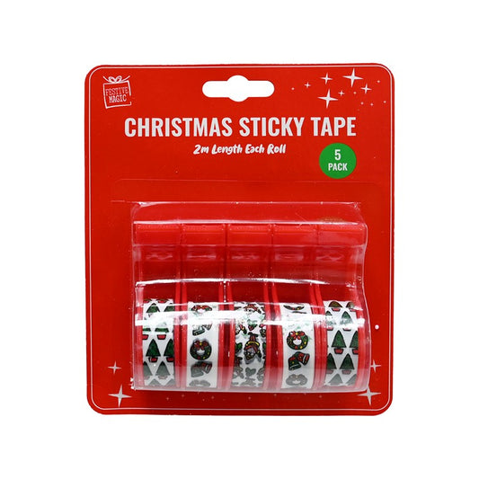 Christmas Sticky Tape, 5pk