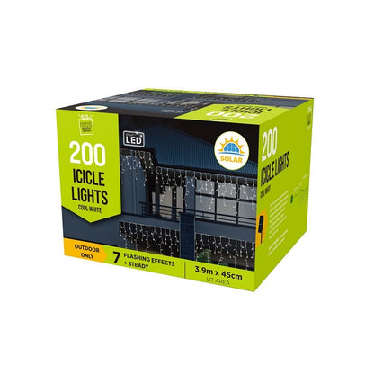Christmas Solar Icicle Lights  200 LED, Assorted
