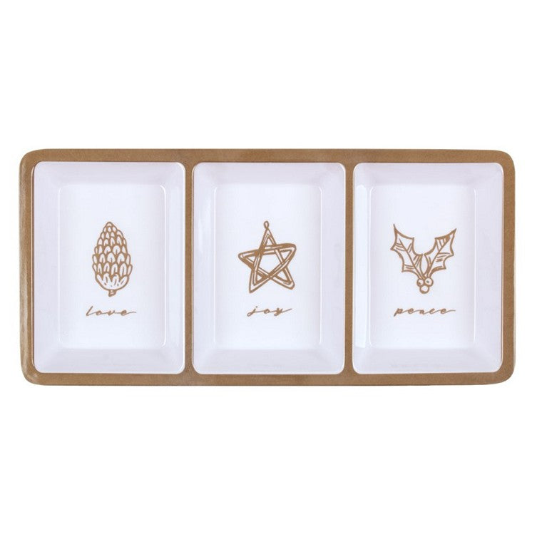Melamine Christmas 3 Section Tray, Rectangle, Asstd
