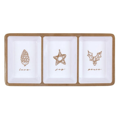 Melamine Christmas 3 Section Tray, Rectangle, Asstd