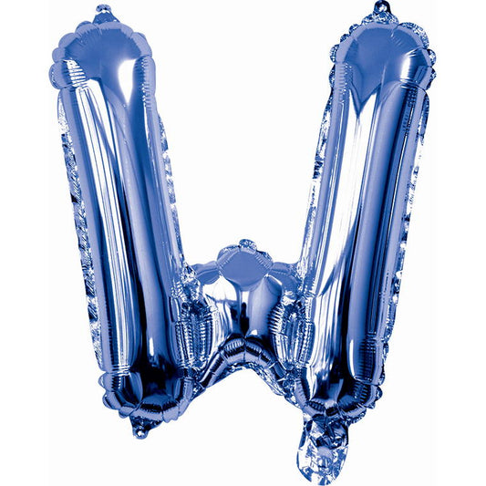 Blue Foil Balloon, 35cm, Letter W