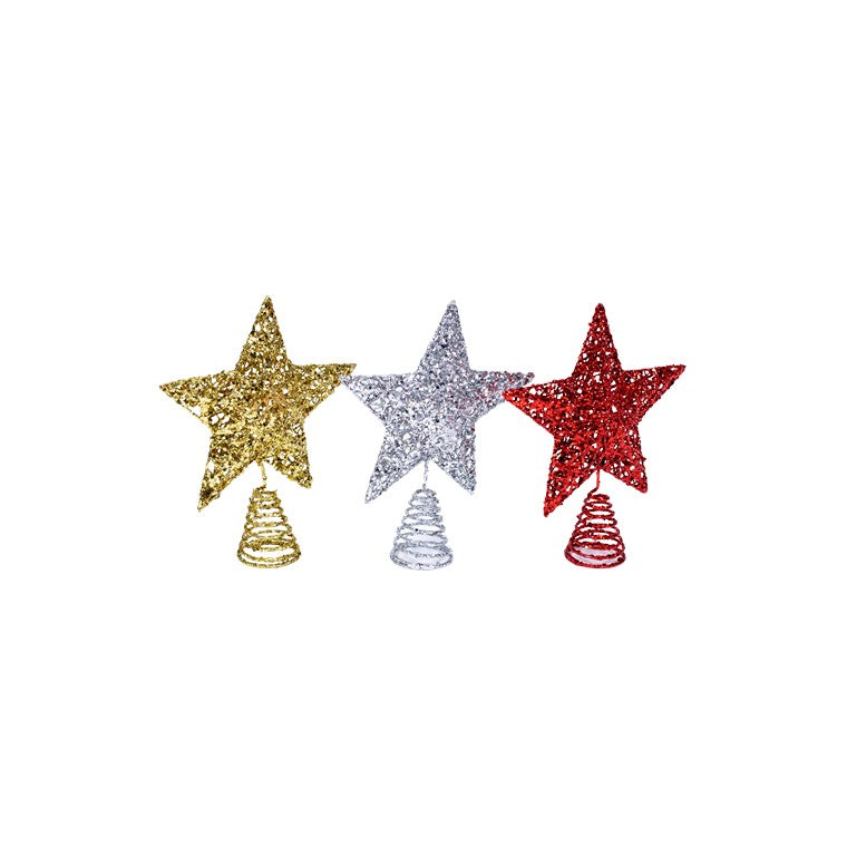 Christmas Wire Tree Topper Star, 2 Asstd Colours